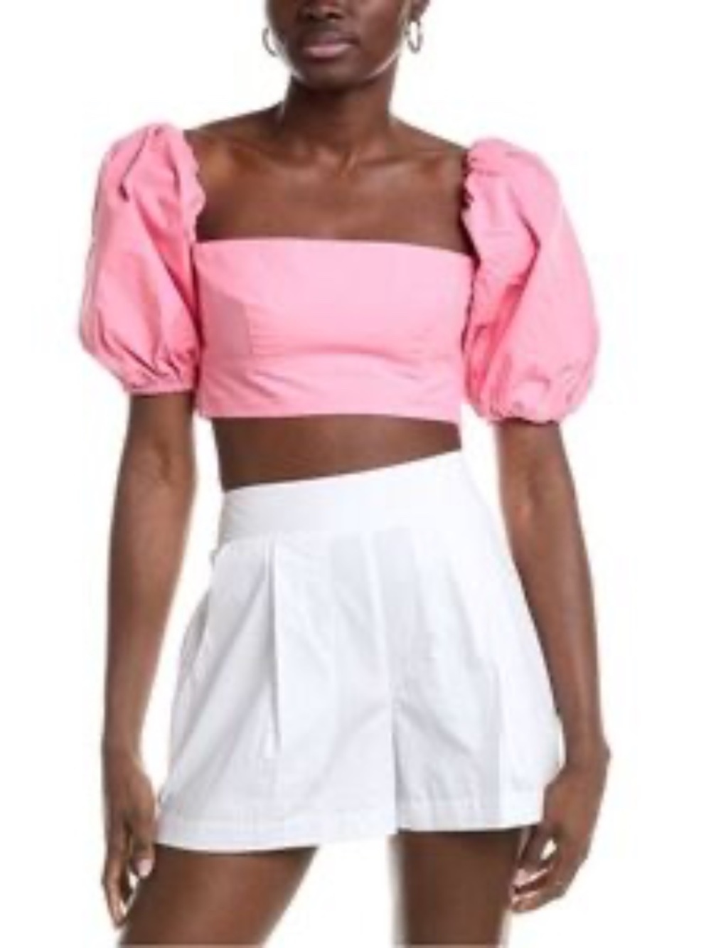 Susana Monaco poplin puff sleeve crop top